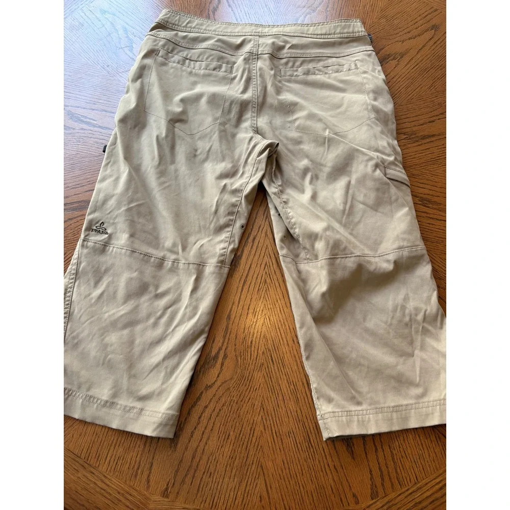 Prana Halle Crop Pants Womens Medium Tan Hiking Capri‎ Cargo Belted Outdoor